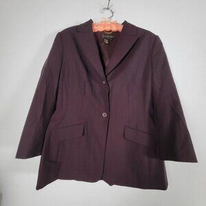 Classiques Entier Womens Wool Blend Burgundy Blazer Jacket Size 16 Two-Button